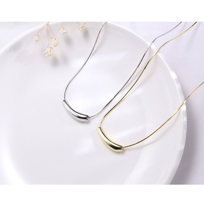 Dây Chuyền Bạc Nữ S925 Thiết Kế Đơn Giản Dáng Trơn Quả Cà Tím DB2567 - Bảo Ngọc Jewelry