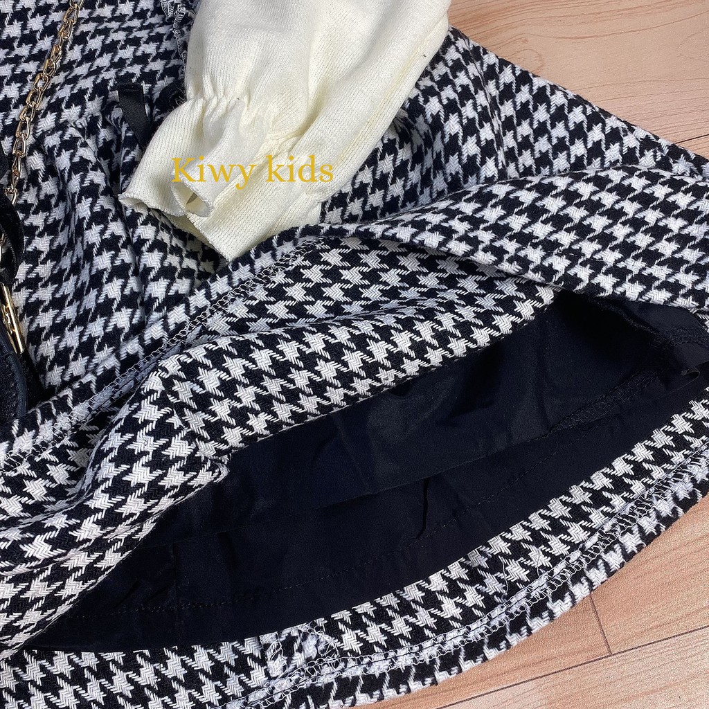 Váy dạ cho bé gái  KIWY KIDS dáng xòe dài tay chất liệu tweed kids17 cho bé gái từ 1 đến 4 tuổi