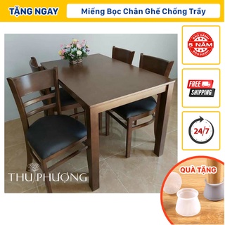 Bộ bàn ăn cabin 1m2 + 4 ghế, bộ bàn ghế gỗ gia đình cao cấp lót simili - thu phượng house