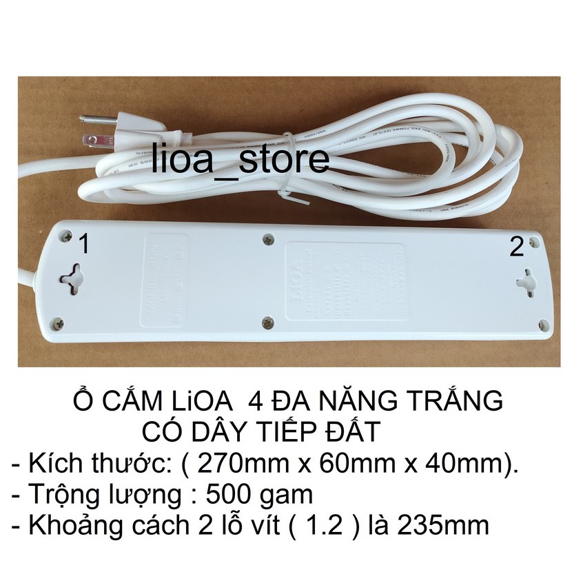 Ổ CẮM ĐIỆN LiOA 4 ĐA NĂNG CÓ DÂY TIẾP ĐẤT.