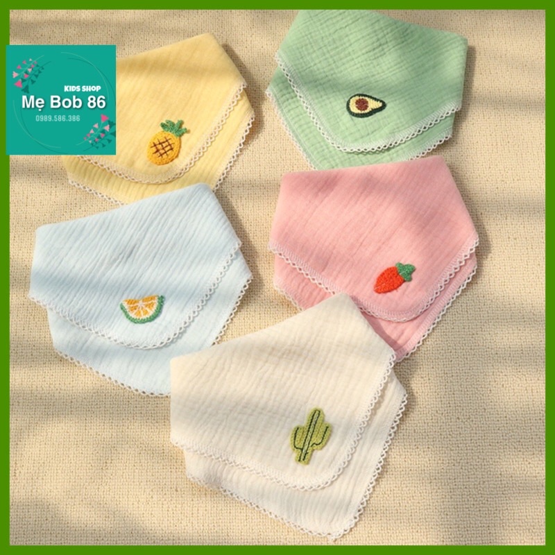 𝐒𝐡𝐨𝐩 𝐌𝐞̣ 𝐁𝐨𝐛 𝟖𝟔 - Khăn yếm tam giác cao cấp vải muslin, khăn sữa vải xô sợi tre bamboo đẹp an toàn cho bé yêu