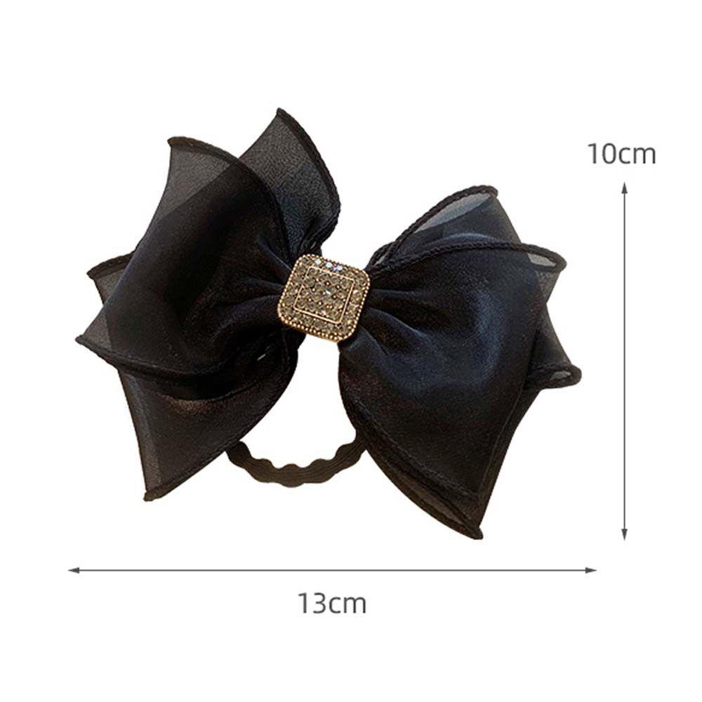 VANES1 Dây Cột Tóc Trang Điểm Dạng Lưới Gắn Nơ Bằng Hợp Kim Cá Tính Ngọt Ngào Cho Nữ