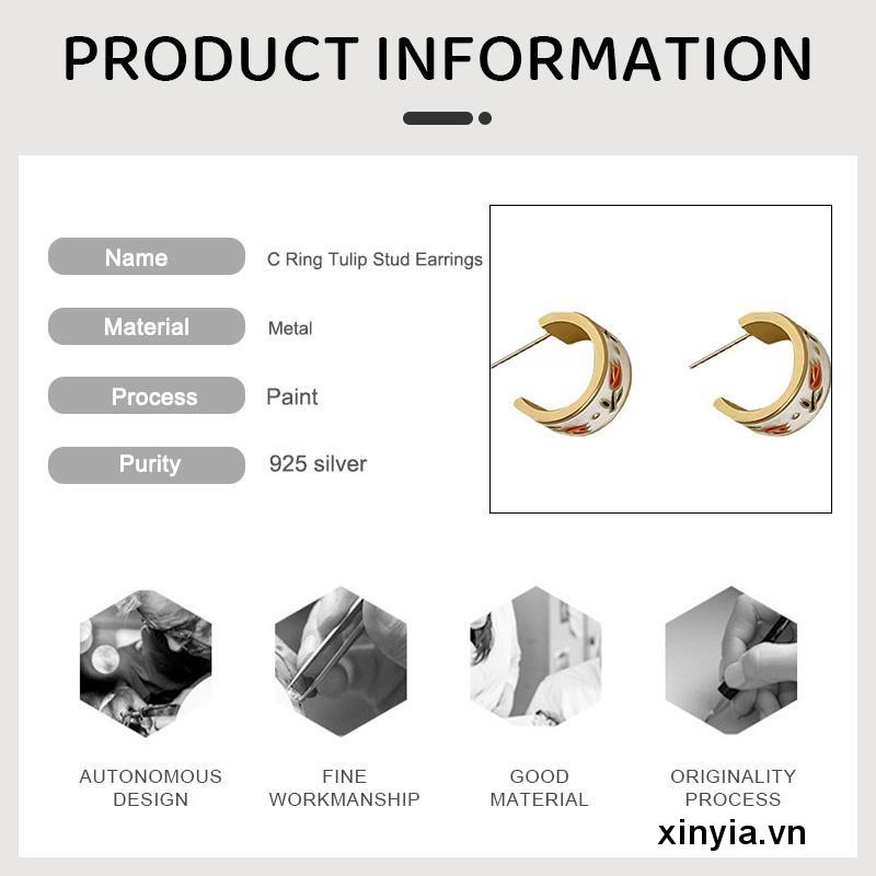 Hoa Tai Mạ Bạc 925 Hình Hoa tulip Xinh Xắn Cho Nữ