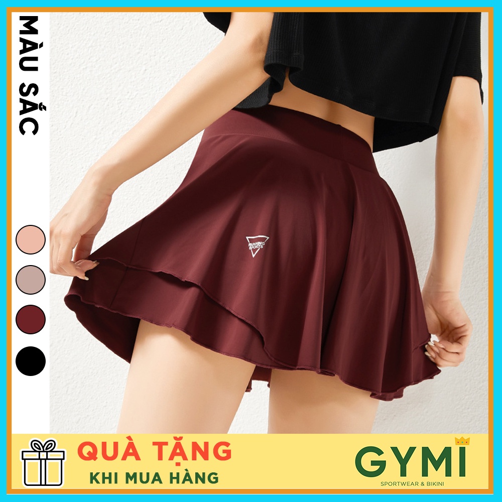 Quần váy tennis tập gym yoga nữ GYMI QS14 chất thun lạnh mền mịn siêu mát kèm quần bảo hộ phong cách thể thao