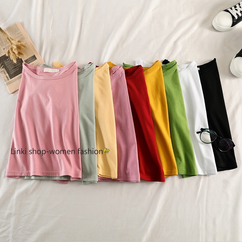 Linki ➤ Ready stock 9 colors cotton short sleeve t shirt  crop top