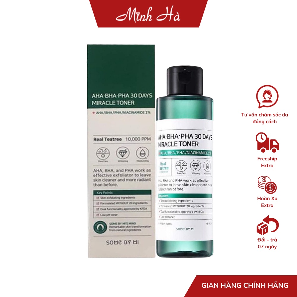 Nước hoa hồng Some By Mi AHA-BHA-PHA 30 Days Miracle Toner dành cho da mụn 150ml