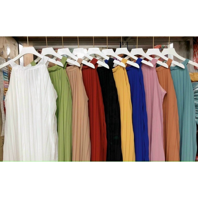 [Siêu hot]Đầm suông dập ly cổ yếm siêu cưng -bầu bí bon chen thoải mái-hình thật. alohashop91