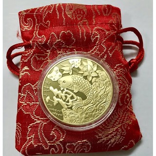 Xu Cá Chép Mạ Vàng 24K Tặng Túi Gấm