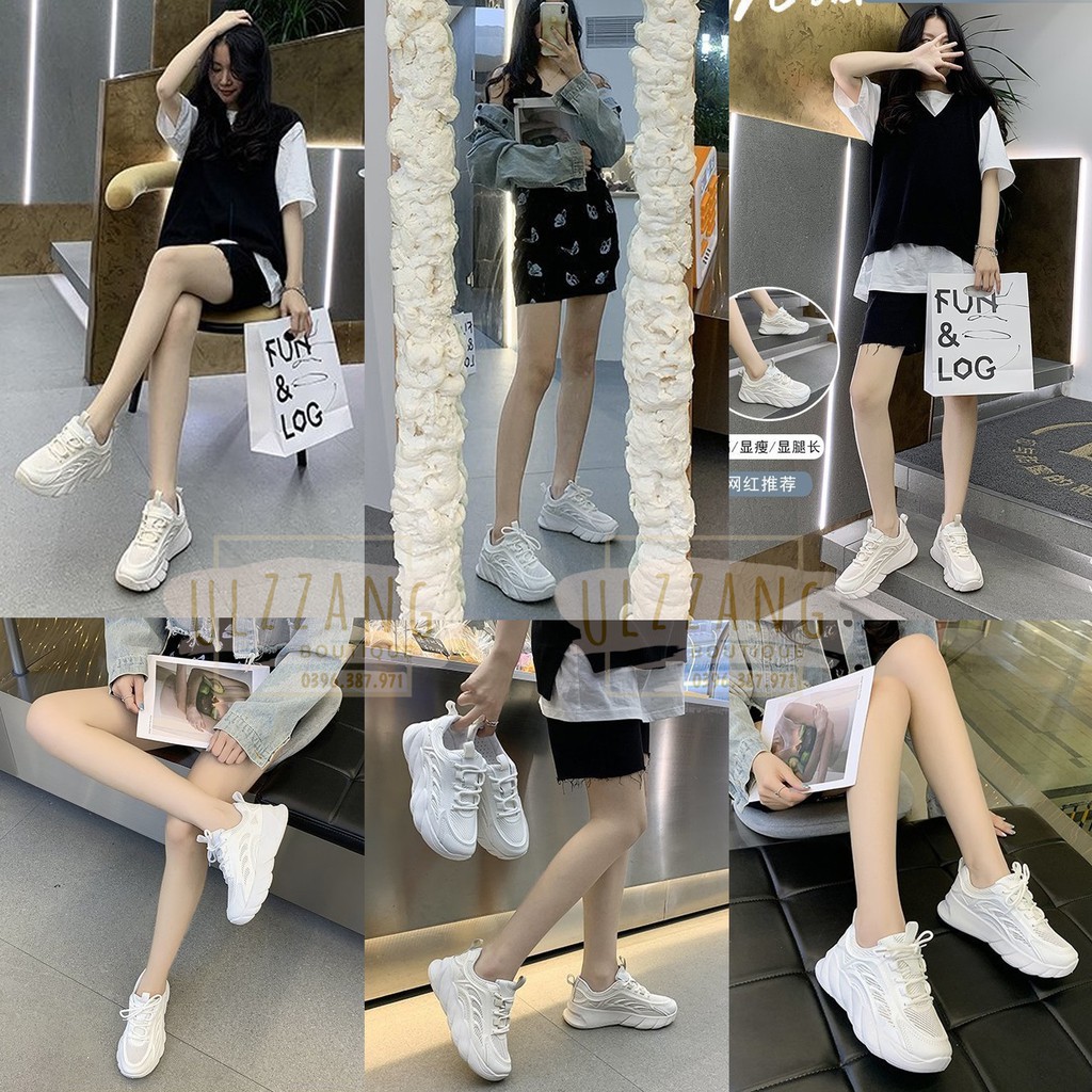 Giày thể thao trắng đế cao giày Ulzzang nữ 2021 sneaker (SN06)