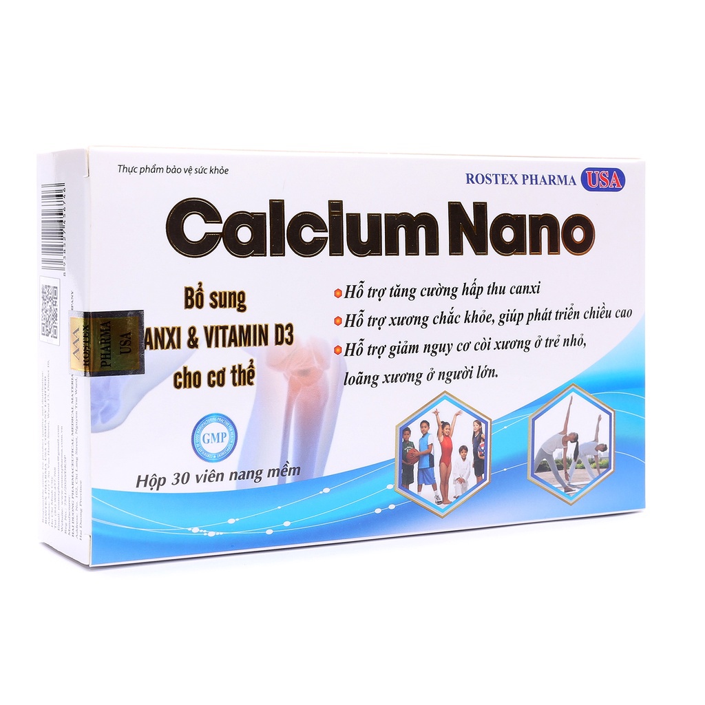 Calcium Nano bổ sung canxi, vitamin D3, omega 3 tăng chiều cao - 30 viên