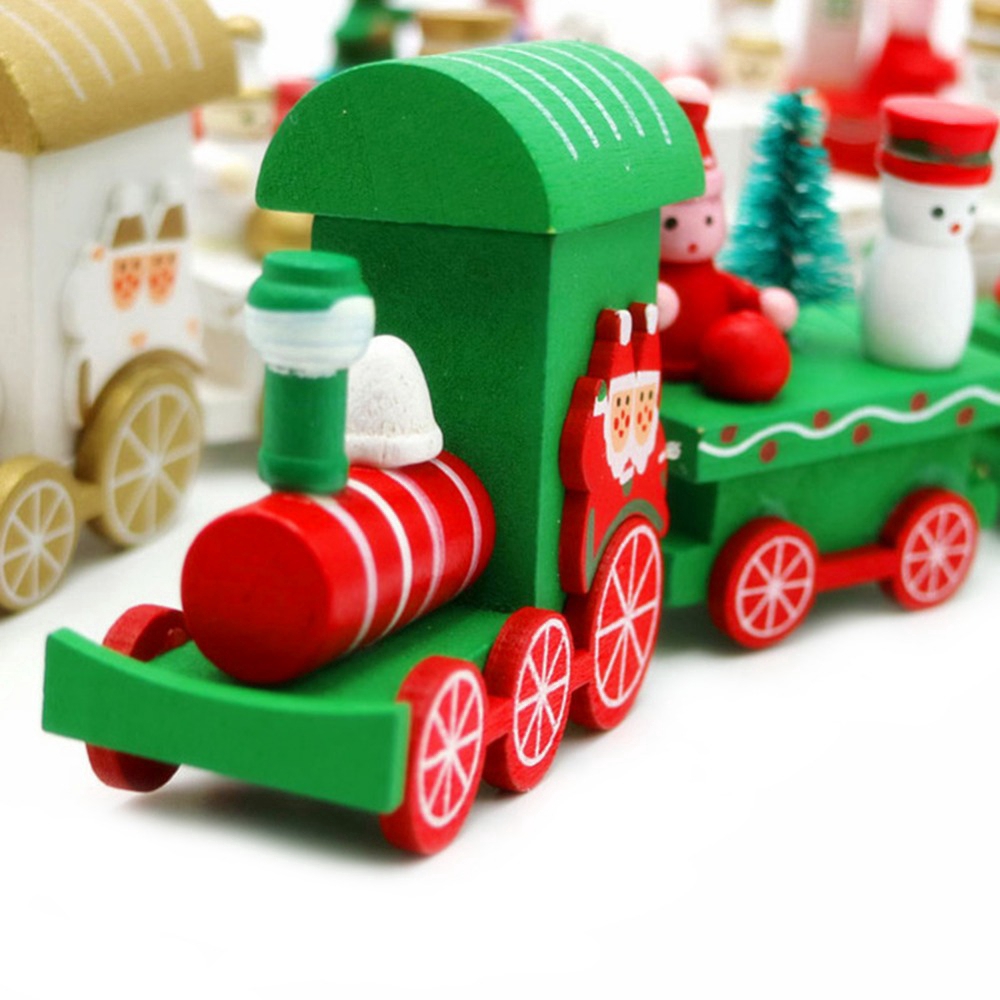 Đồ chơi tàu hỏa bằng gỗ nhỏ nhắn dùng để làm quà tặng Giáng Sinh cho bé