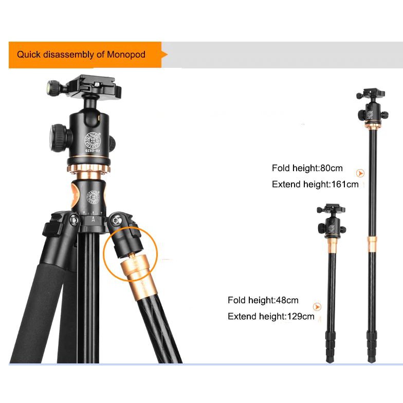 [Mã 254ELSALE giảm 7% đơn 300K] Chân máy ảnh Tripod Beike Q999H chính hãng