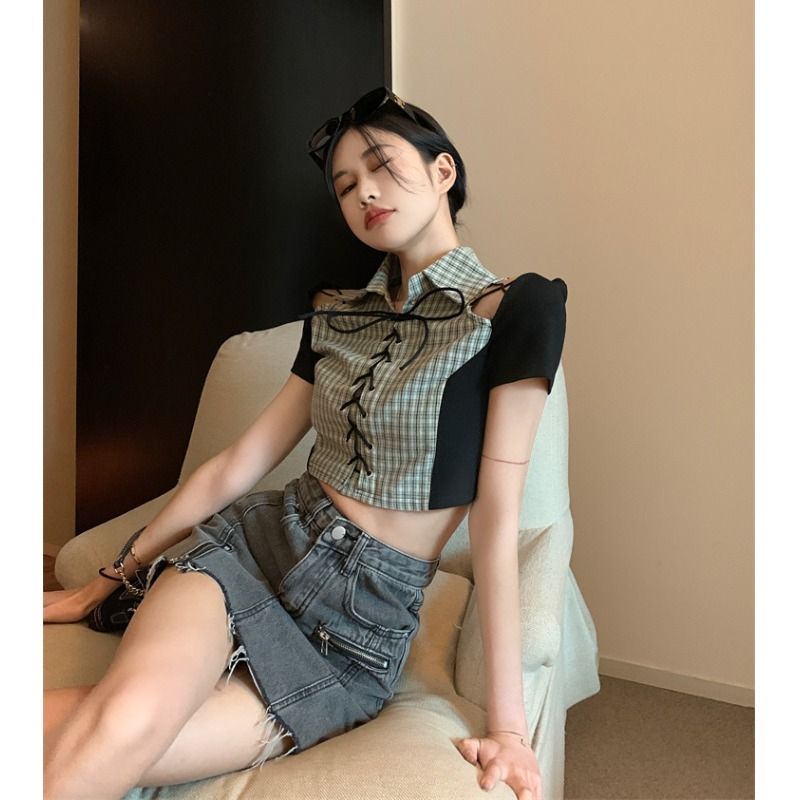 Áo croptop Tay Ngắn Thiết Kế Mới Năng Động Thời Trang Mùa Hè Dành Cho Nữ