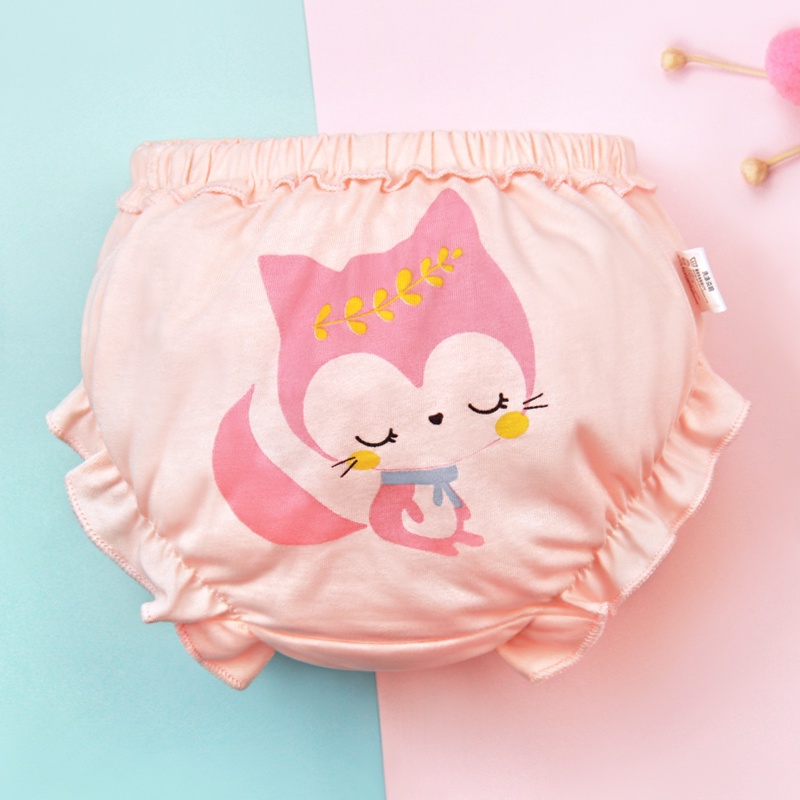 Bộ 4 quần lót LUCKY BIG CAT bằng cotton in hình xinh xắn cho bé gái