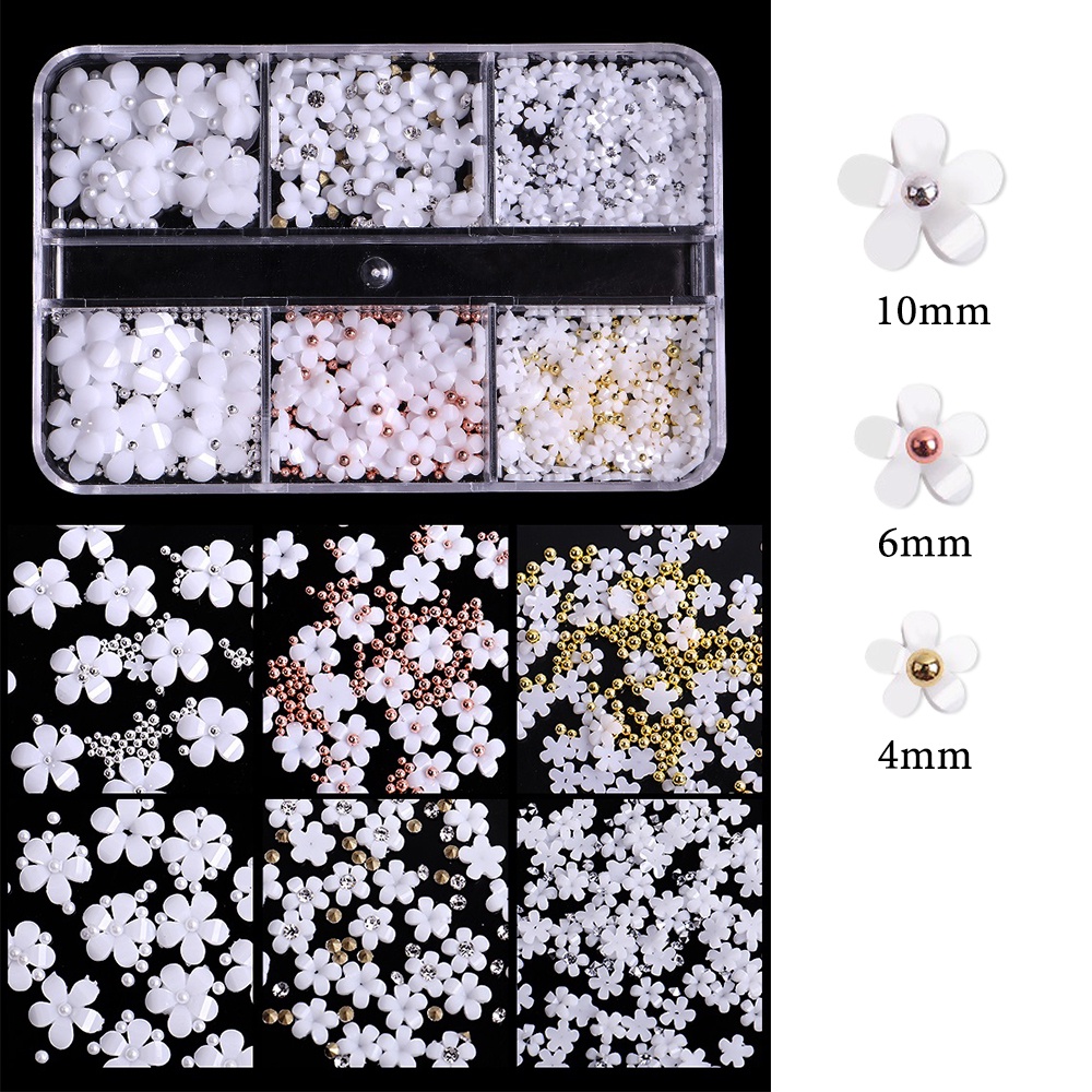 Phụ Kiện Trang Trí Móng Tay 3D Hình Bông Hoa Xinh Xắn