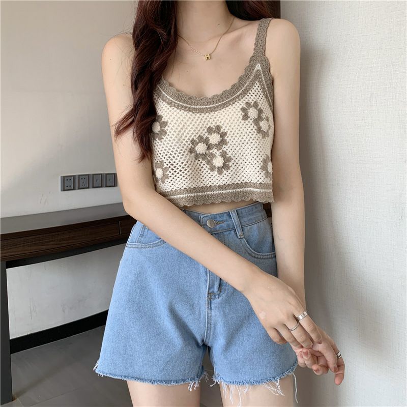 áo hai dây croptop thêu hoa nhiều màu