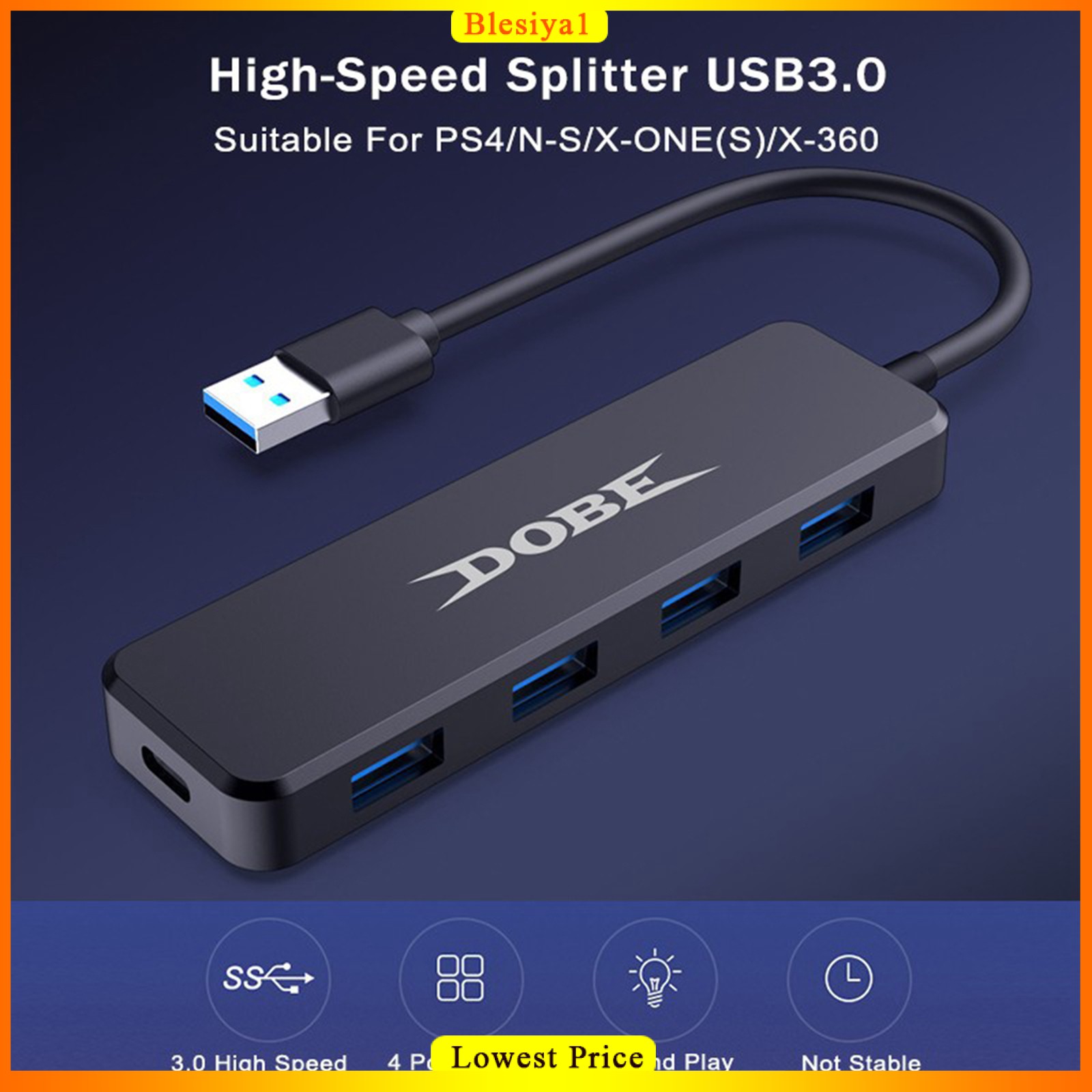 (Hàng Mới Về) Bộ Chia 4 Cổng Usb 3.0 Siêu Mỏng 4 Trong 1 Cho Ps4 Ultra Slim