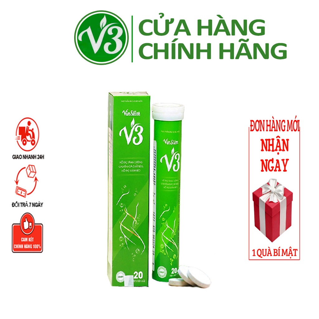 Viên Sủi Giảm Cân Vin Slim V3 GIẢM CÂN AN TOÀN - CẤP TỐC - GIẢM NGAY 3-6KG SAU 1 LIỆU TRÌNH 4 HỘP