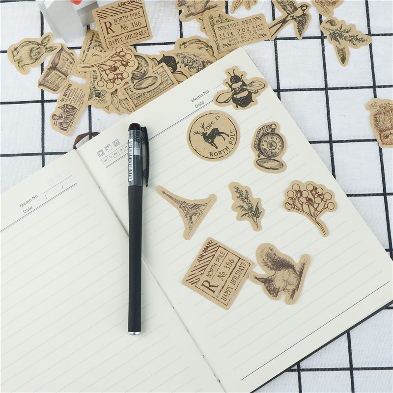 Faph Set 46 Miếng Dán Trang Trí Album / Nhật Ký Họa Tiết All Things In The World Sáng Tạo DIY