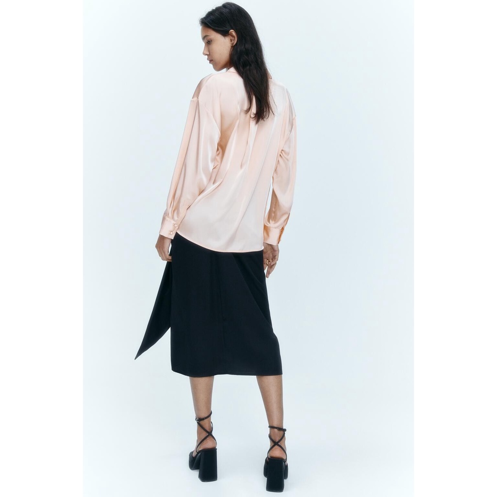 Zara Áo Sơ Mi Vải Lụa satin Thời Trang Mùa Hè Cho Nữ 7969232