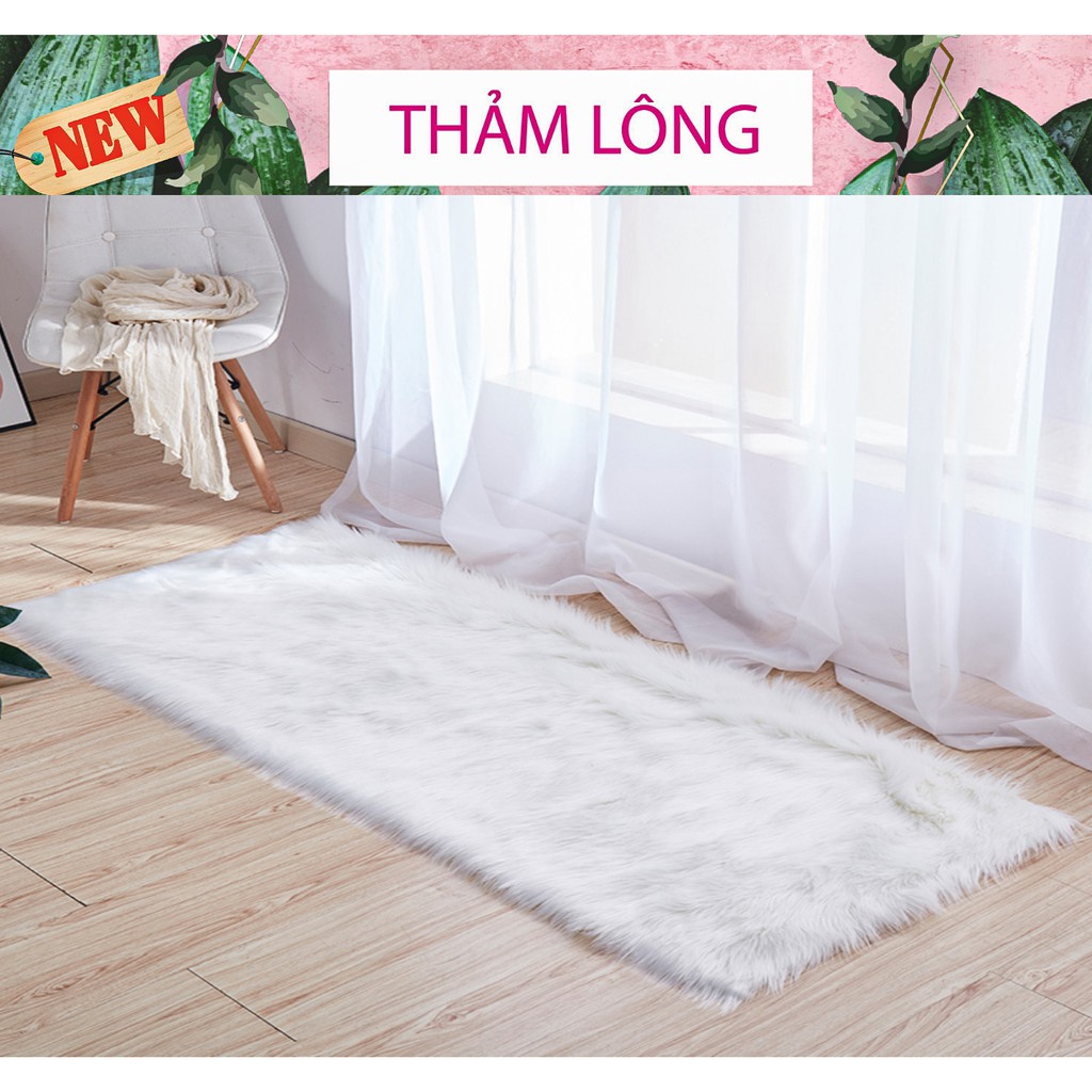 Thảm lông trắng trang trí nhà cửa (kích thước 1m x 50cm)