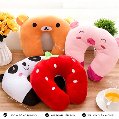 Gối chữ u nhồi bông dễ thương tiện lợi.Gối cổ du lịch cao cấp ZinZon