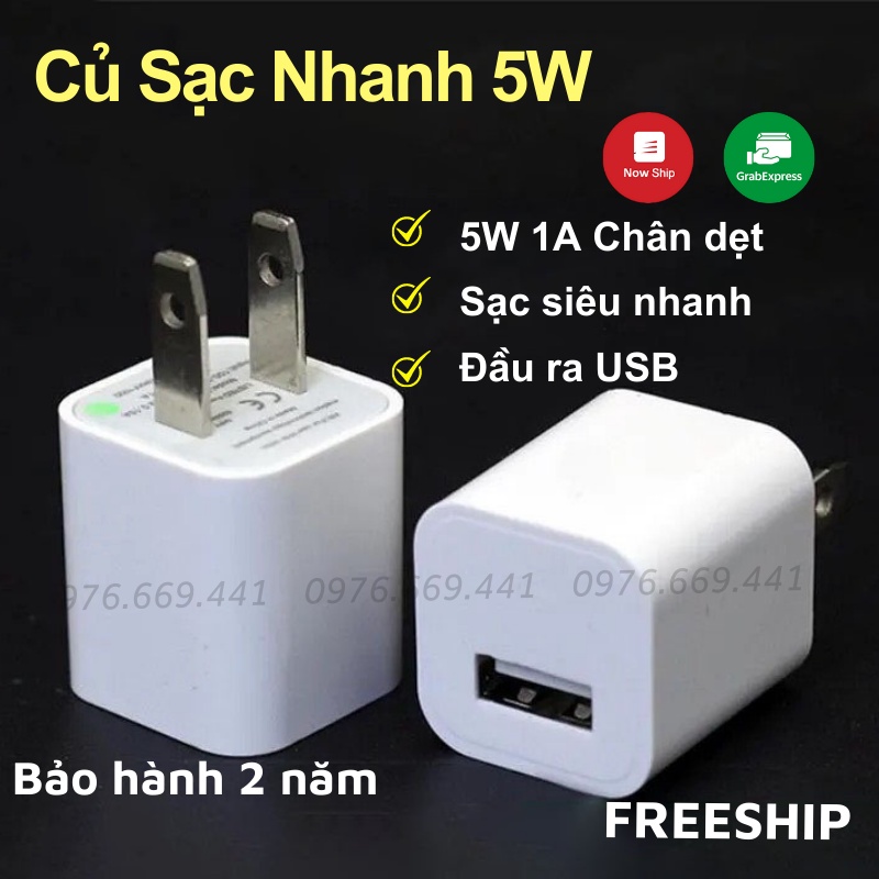 Củ Sạc Iphone Củ Sạc Nhanh Cổng USB Dành Cho Điện Thoại iPhone Android, Đèn Duy Thắng
