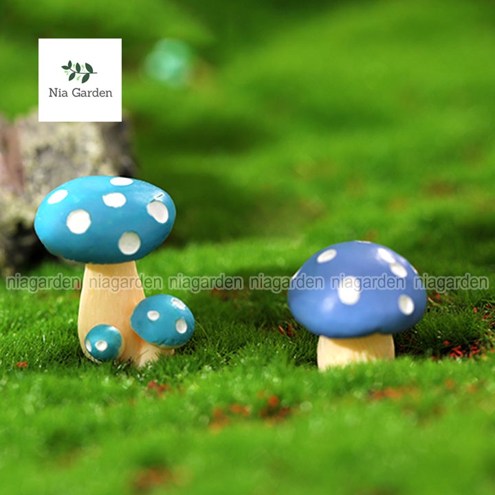 Trang trí tiểu cảnh mô hình nấm mini cụm nhiều màu Nia Garden N5