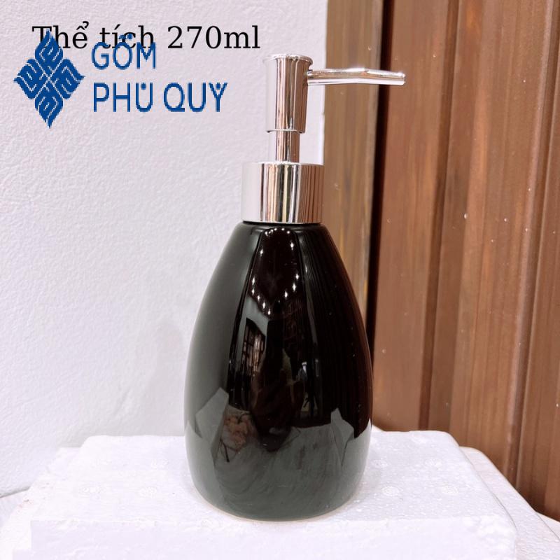 Bình Đựng Xà Phòng ⚱ Gốm Sứ Bát Tràng ⚱ Chai Chiết Dầu Gội,bình Sứ Có Vòi Nhấn Decor Gomphuquy Dnc01