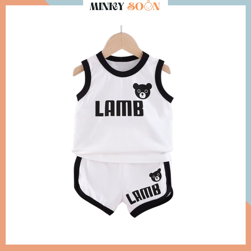 Bộ Ba Lỗ Cotton MINKY SOON In Họa Tiết Gấu Cho Bé 6-27kg