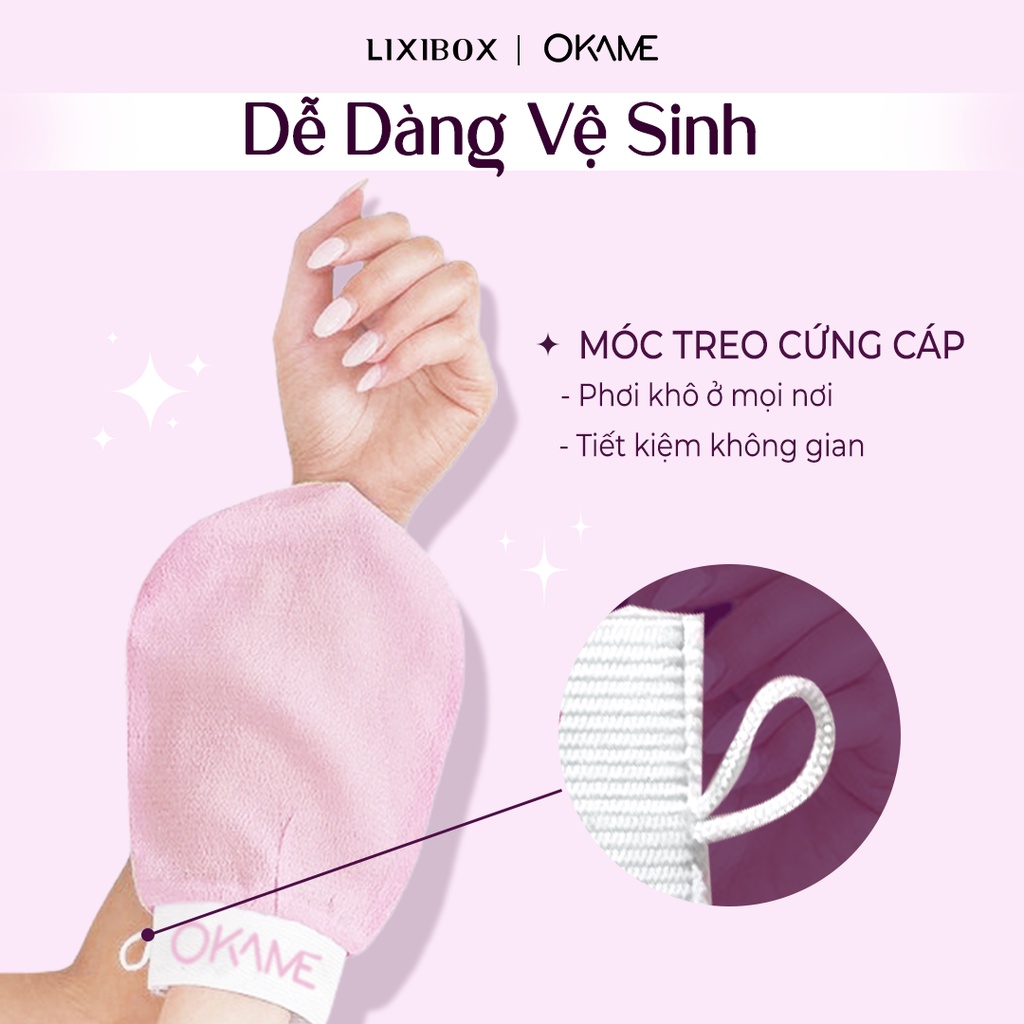 [Mã COSLXT5 giảm 10% đơn 600K] Bao Tay Lụa Tẩy Da Chết Ngừa Mụn Lưng Okame