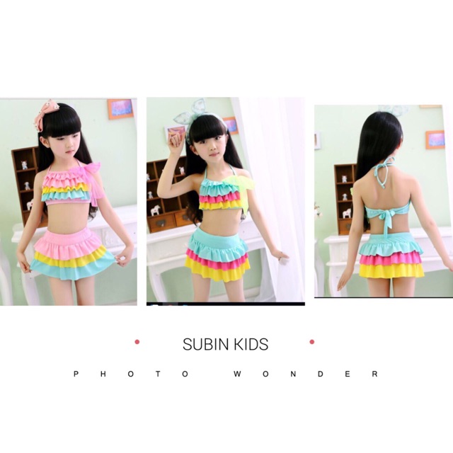 (hàng có sẵn) Bộ bơi 2 mảnh bé gái SB2500 sz 18-24kg Đồ bơi bikini trẻ em sắc màu xinh yêu SUBIN KIDS (Hàng QC)