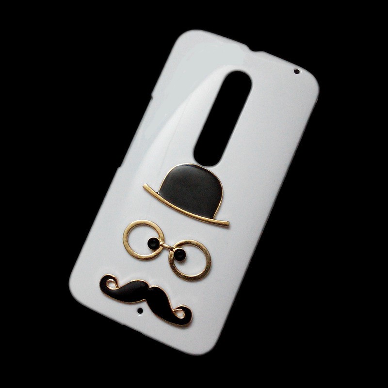 3D Cute Hat Eyes Mustache Designed Back Hard Cover Case for Motorola Moto X Style Pure Edition