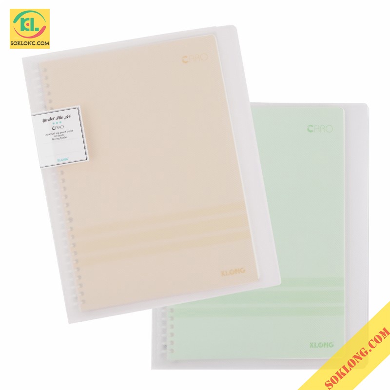 Sổ còng nhựa A4 30 chấu 40 tờ Caro, Binder File nhựa bìa màu Patesl Klong MS 554