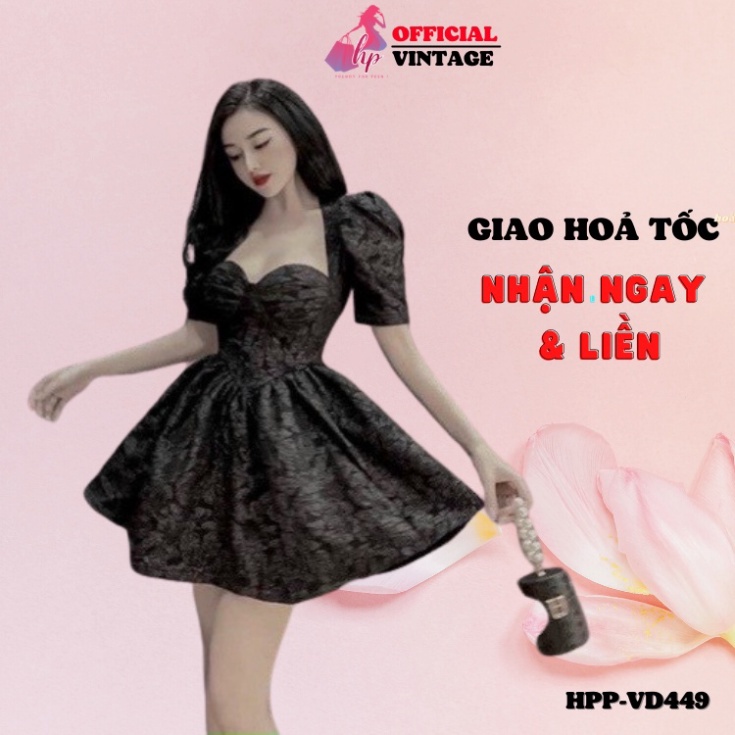 Đầm body xoè tay phồng, váy cúp ngực tiểu thư dáng ngắn màu đen sang chảnh dự tiệc hàn quốc VD449 -MM