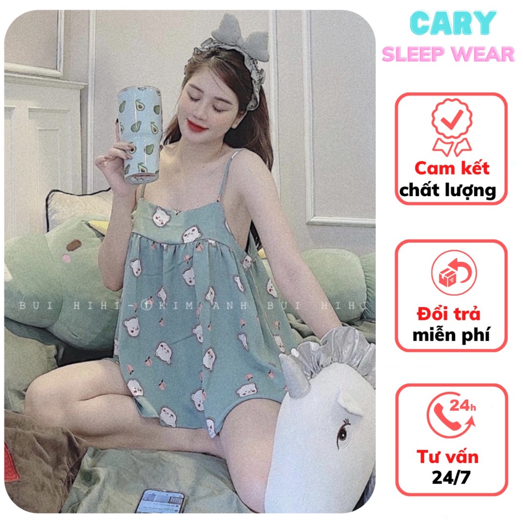 Đồ bộ ngủ hai dây mặc nhà mùa hè dễ thương CARY