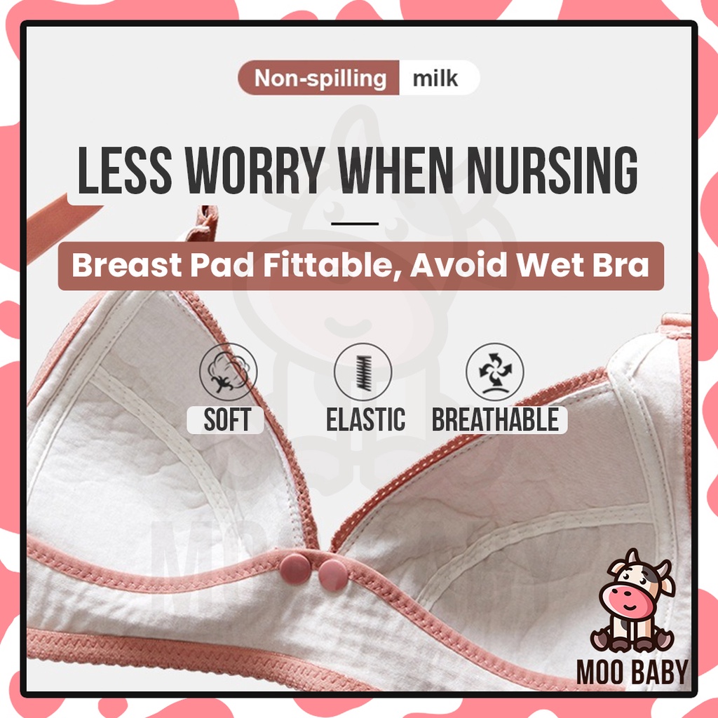 Áo Ngực Cotton Không Đường May Thoáng Khí Hỗ Trợ Mẹ Chăm Sóc Bé