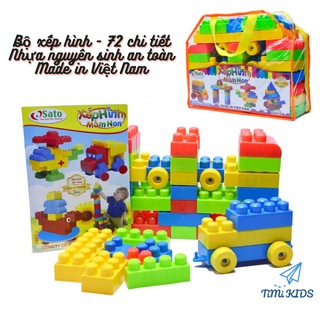 [ FREE SHIP ] Đồ Chơi Xếp Hình Mầm Non SATO 72 Chi Tiết, Đồ Chơi Trẻ Em Phát Triển Óc Sáng Tạo, Đồ Chơi Trí Tuệ Trẻ Em