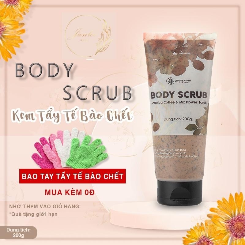 Gel tẩy da chết body cà phê huyền phi, tẩy tế bào chết body scrub cafe toàn thân nách, junee làm đẹp chính hãng