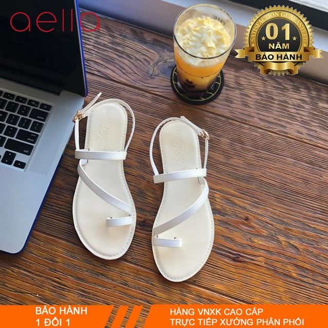 [HÀNG VNXK CAO CẤP]Sandal nữ đi học đế thấp AELLA401 - Dép sandal xỏ ngón đầy cá tính