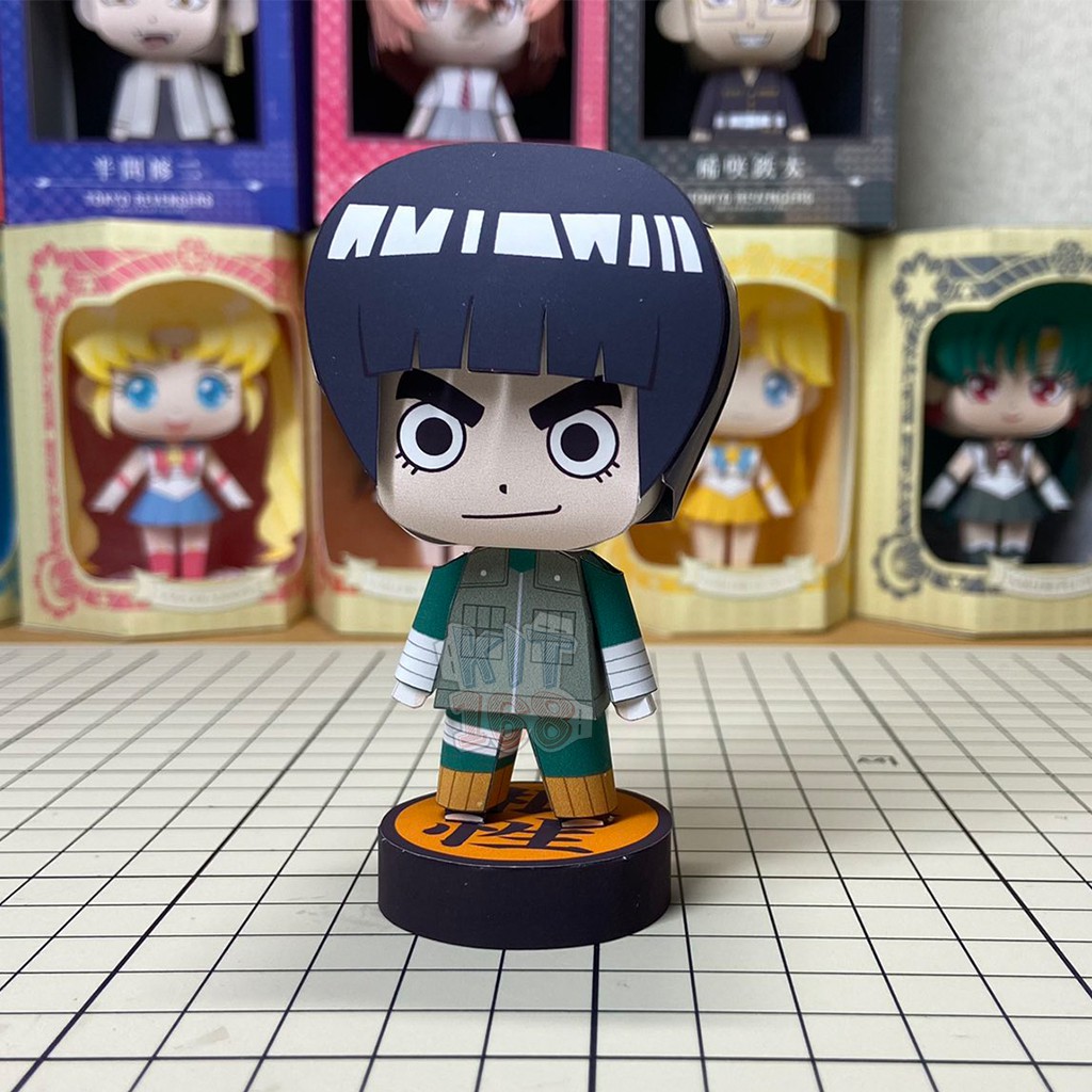 Mô hình giấy Anime Chibi Rock Lee - Naruto + kit mô hình hộp trang trí