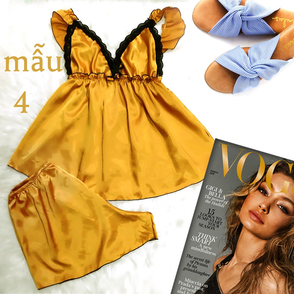 Đồ ngủ sexy chất liệu satin tay cánh tiên phối ren hàng bigsize hình thật | BigBuy360 - bigbuy360.vn