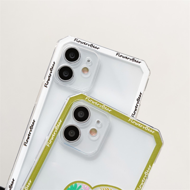 Ốp Điện Thoại Trong Suốt Họa Tiết Gấu Và Hoa Dễ Thương Cho Samsung S10 S20 S21 S22 Note 10 Plus 20 Ultra S21 FE S21+ S22+