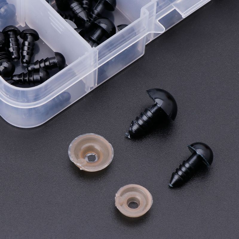Set 100 Con Mắt Nhựa 6mm 8mm 9mm 10mm 12mm An Toàn Cho Gấu Nhồi Bông Pu