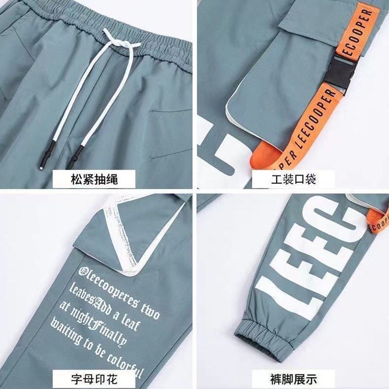 Quần Dài Lưng Cao Dáng Rộng Phối 4 Túi Phong Cách Hip Hop Cá Tính Cho Nam