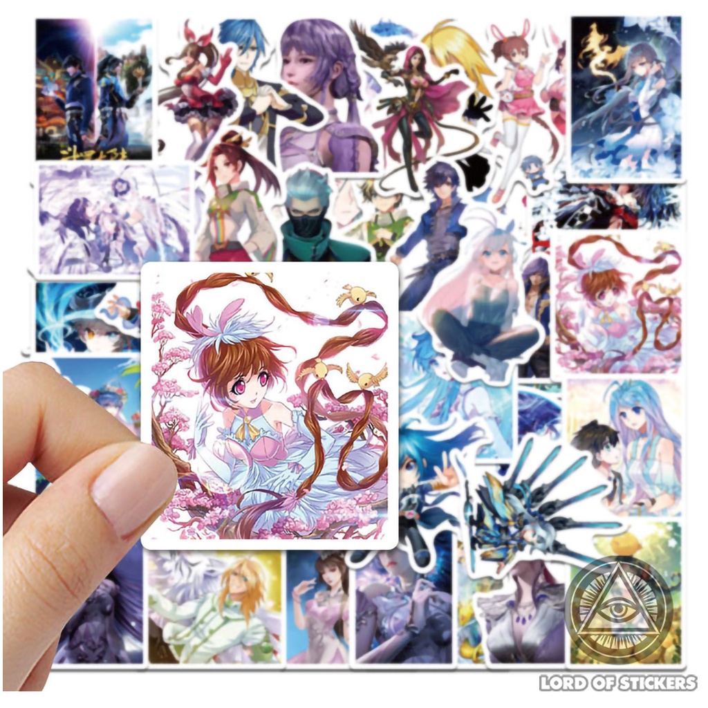 Set 50 Sticker Hoạt Hình Trung Quốc Đấu La Đại Lục Chống Thấm Nước Trang Trí Mũ Nón Bảo Hiểm, Laptop, Ván Trượt, Xe, Sổ