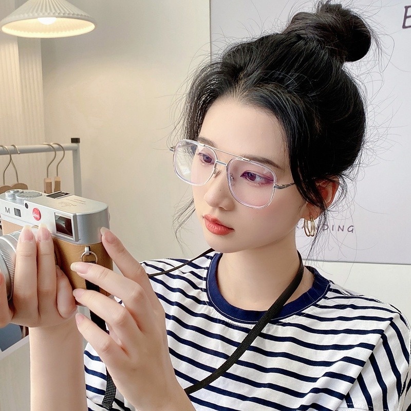 JIUERBA Mắt Kính Gọng Đôi Bằng Kim Loại Chống Ánh Sáng Xanh Thời Trang Hàn Quốc Chất Lượng Cao Dành Cho Nam Nữ