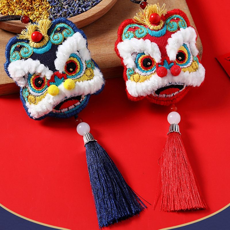 Kit thêu lân sư tử làm túi thơm kèm khung