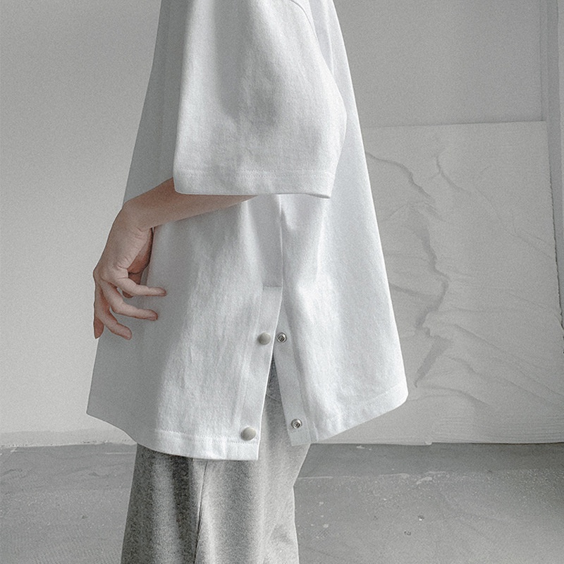 Áo phông Mavota áo thun cotton trơn nam tay lỡ form rộng viền khuy unisex Hàn Quốc ATKB04 | BigBuy360 - bigbuy360.vn
