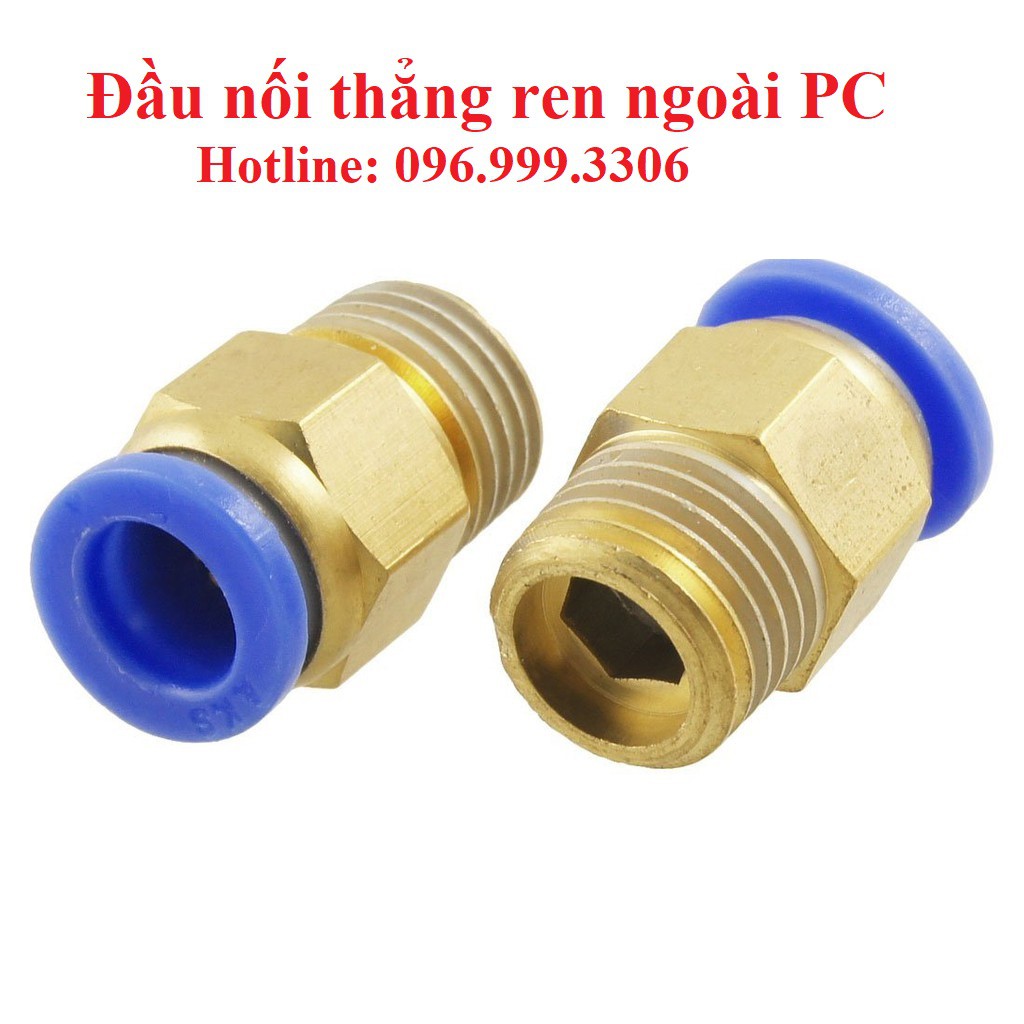 Đầu nối thẳng ống 6 ren ngoài khí nén chịu áp suất cao PC 6M5, PC 6-01, PC 6-02, PC 6-03 PC 6-04 giá sỉ